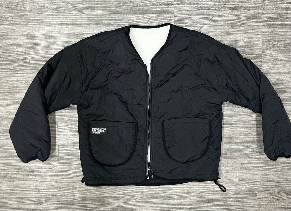 LifeWork Reversible Quilted Jacket Women’s Black Sherpa Fleece Lined Frenchie M